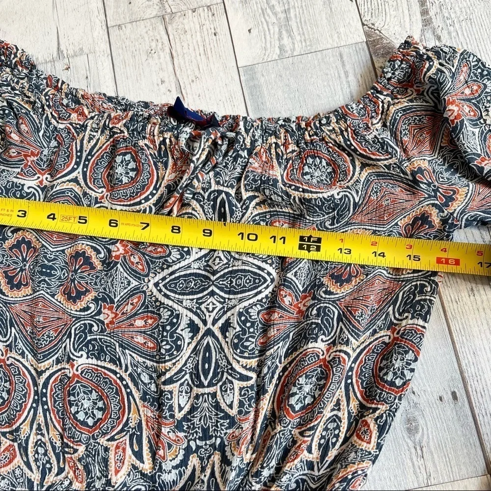 AEROPOSTALE Long Sleeve Ruffle Multi-Color Paisley Print Romper Women's Size XS‎